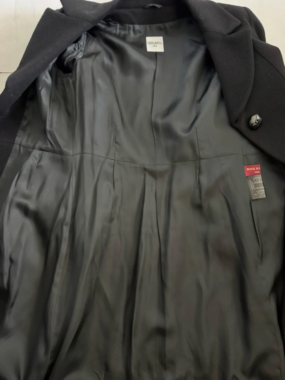 Cinzia Rocca Due Black Wool Cashmere Coat Size 4